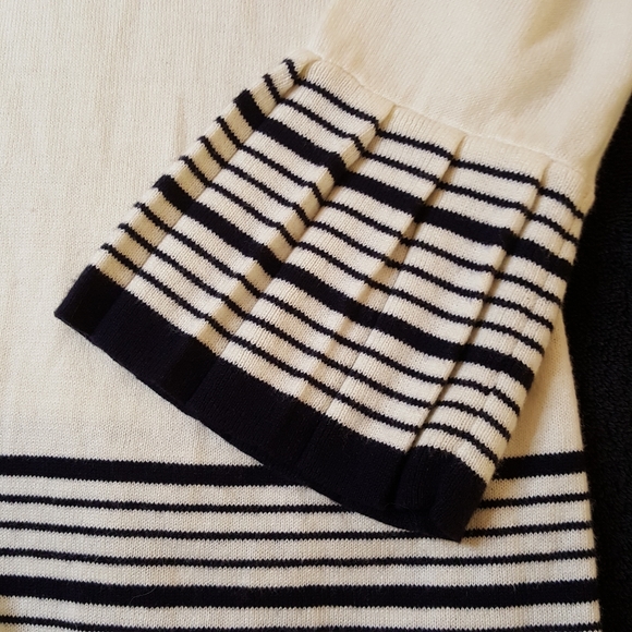 Talbots Open Front Cardigan w/ Striped Ruffle Sleeves, Size SP - Picture 8 of 8